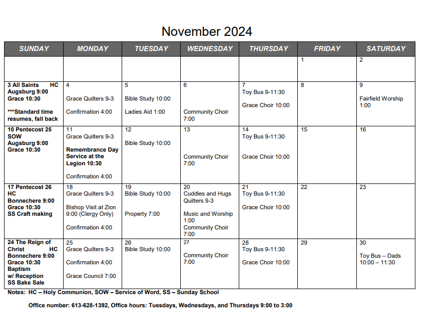 November Calendar