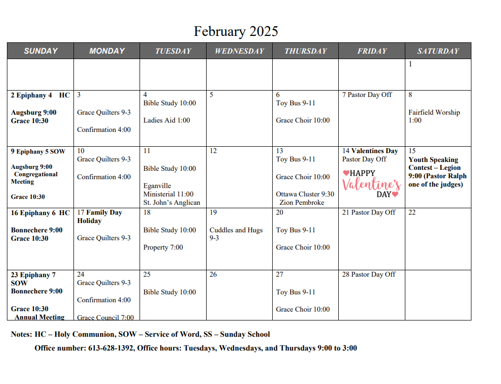 February Calendar 2025