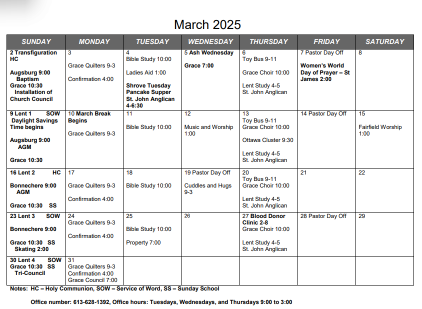 March Calendar 2025