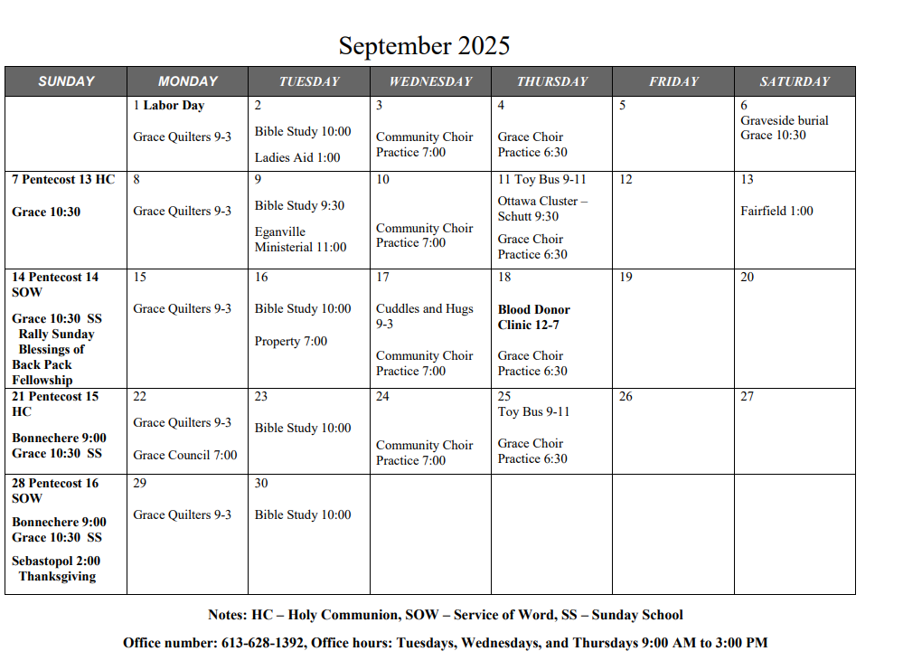 September Calendar 2025