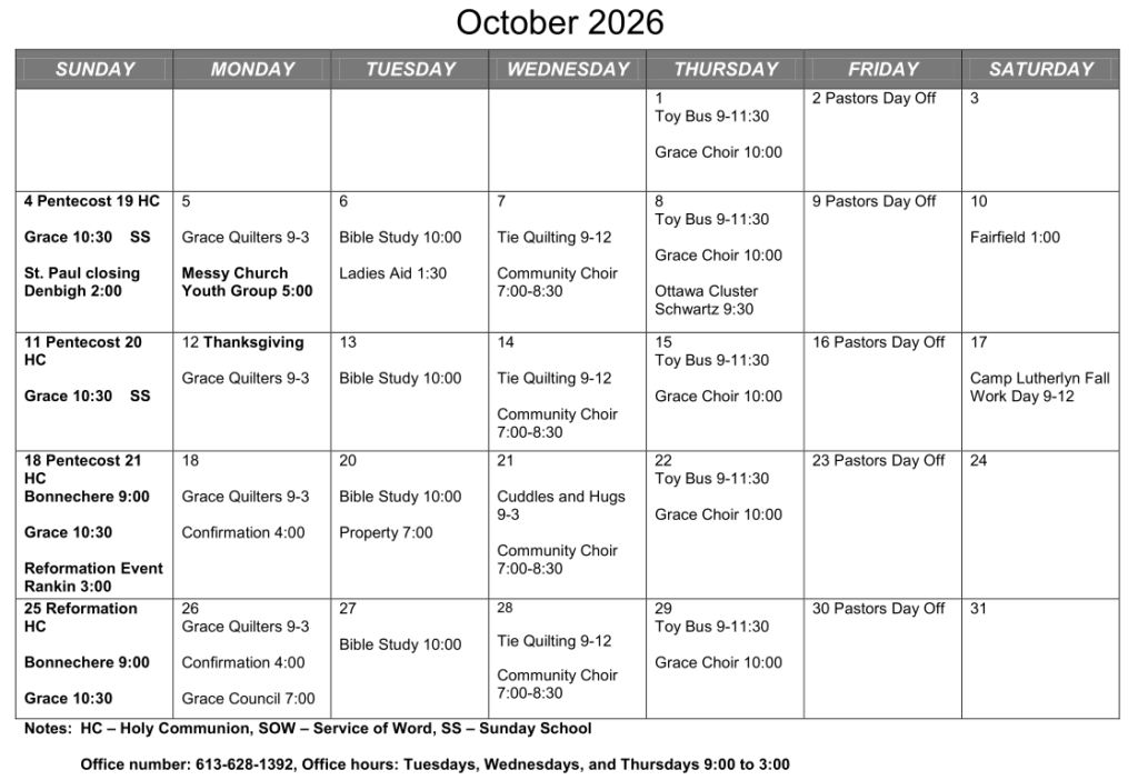 2026 09 26 09 35 07 Parish Calendar October 2026